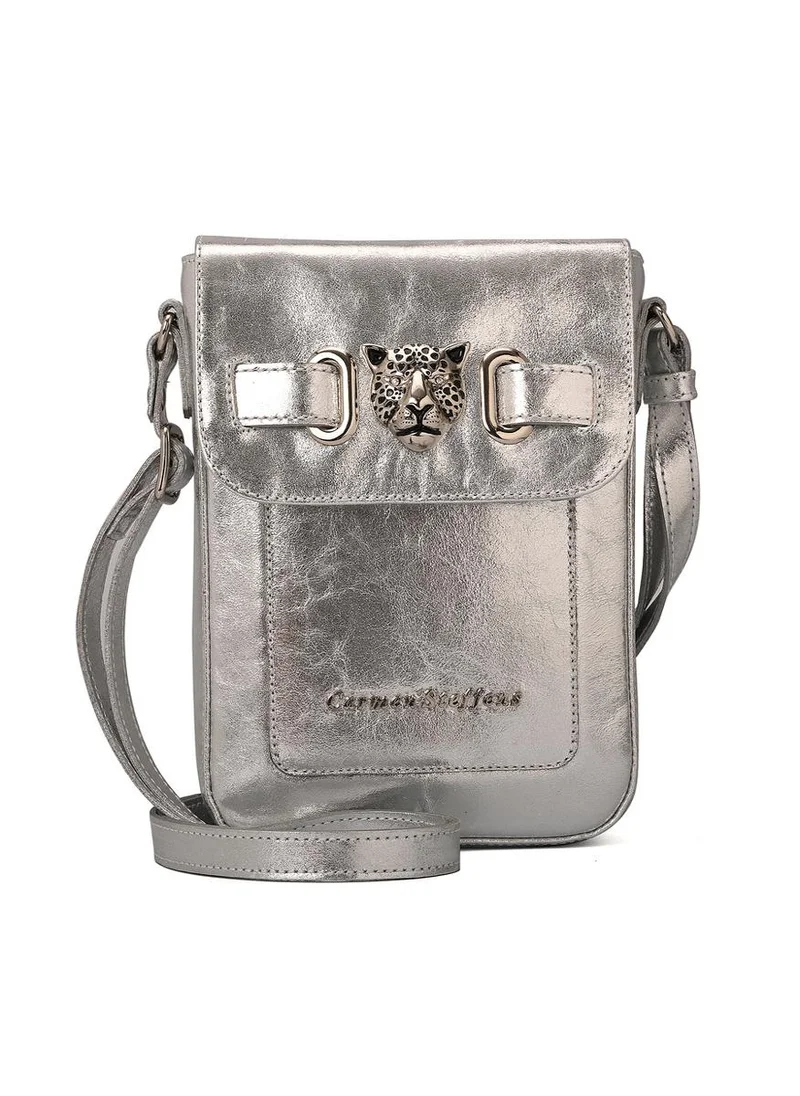 كارمن ستيفنز حقيبة كروس بودي فضية بنقشة الفهد